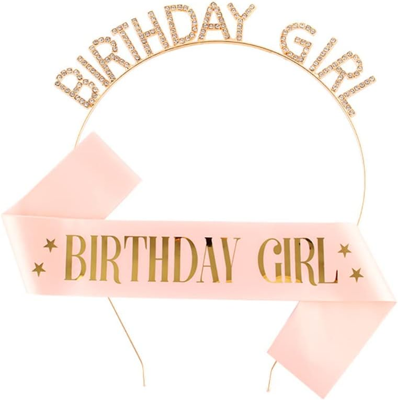 Guqqeuc Birthday Crown Sash for Girls & Women - Pink Rhinestone Tiara & Sash Set - Perfect for 16Th, 21St, 18Th Birthday Parties - Adjustable Size image number 2