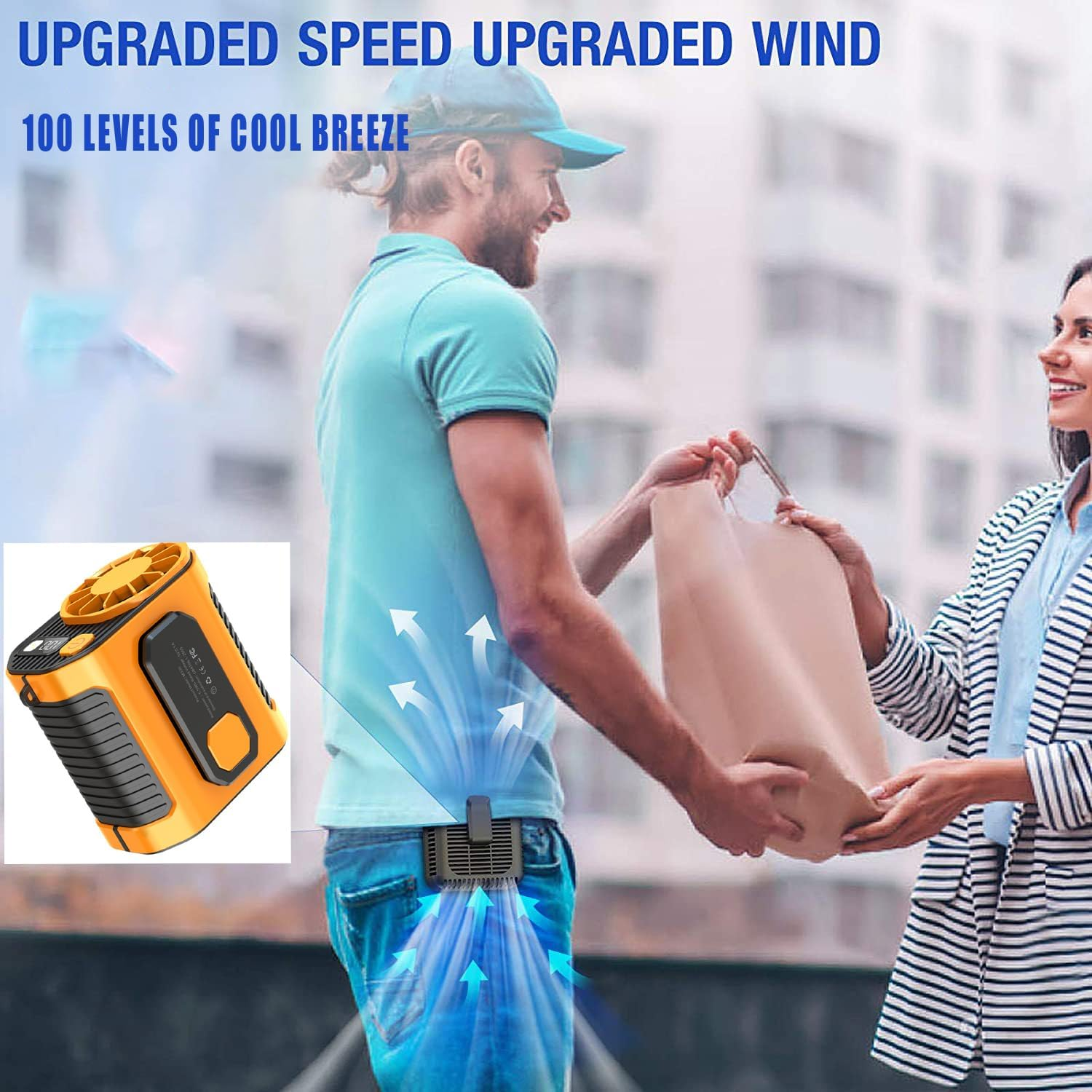 2025 Portable Fan Rechargeable, Portable Waist Fan, Waist Clip Fan, 100 Gear Waist Clip Fan, Free Hanging Neck Fan, Personal Waist Fan, Wearable Belt Fan for Outdoor, Indoor, Construction Site, Travel image number 3