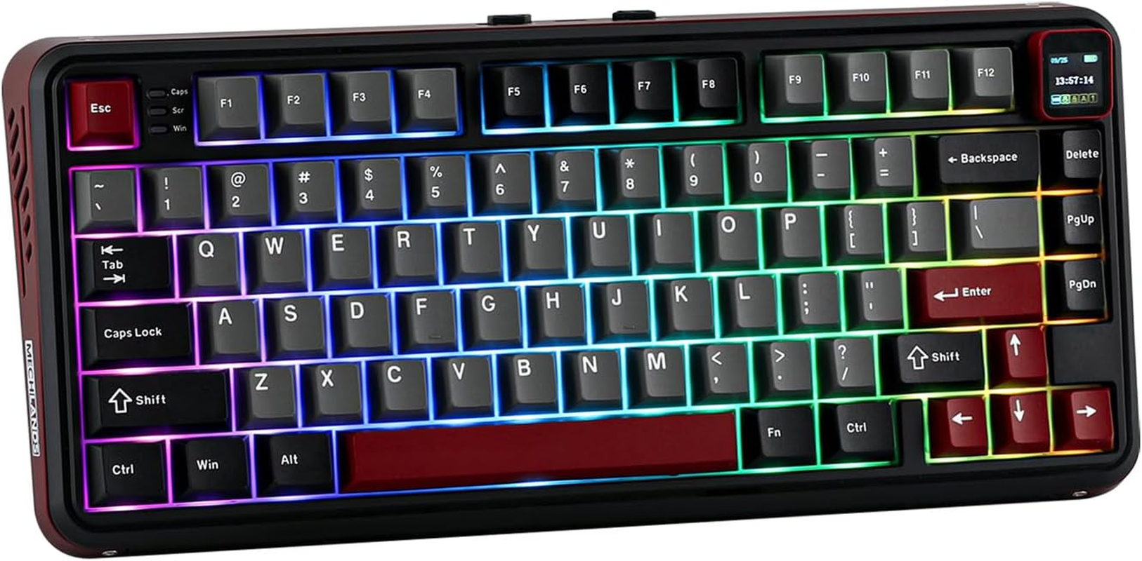 Mechlands Vibe75 75% Wireless Gaming Keyboard with Interchangeable Screen&Knob Modules, Hot Swappable Creamy Mechanical Keyboard with Gasket Structure, Bt5.0/2.4Ghz/Usb-C, 5-Layer Padding, RGB (Blue)