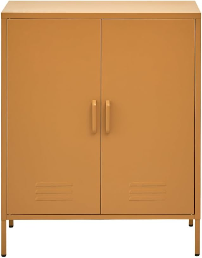 Artiss in Locker, Metal Sideboard Buffet Cabinet Bedside Table Shoe Storage TV Cabinets Organiser Home Bedroom Kitchen Living Room Bathroom Furniture, with Adjustable Shelf Handy Hook Yellow image number 3