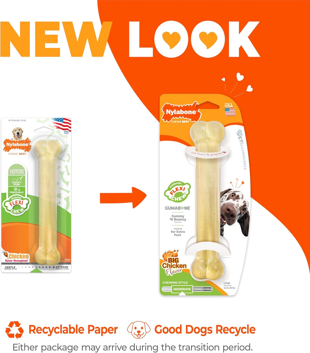 Nylabone Flexichew Chicken Bone Chew Toy on Card, Giant image number 4