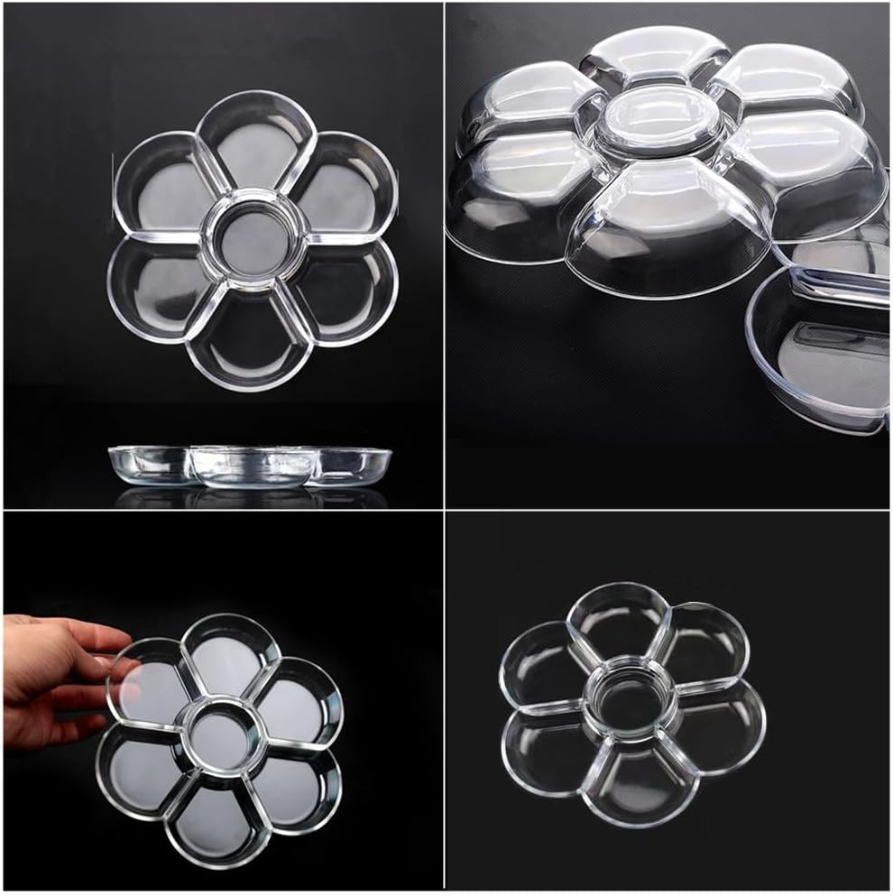 3 Pack Clear Paint Tray Palettes, Art Paint Tray Palette, 7-Well Watercolour Palette, Flower Paint Pallets, Large Painting Palette for Acrylic Oil Watercolor Craft DIY Art Painting Palettes image number 3