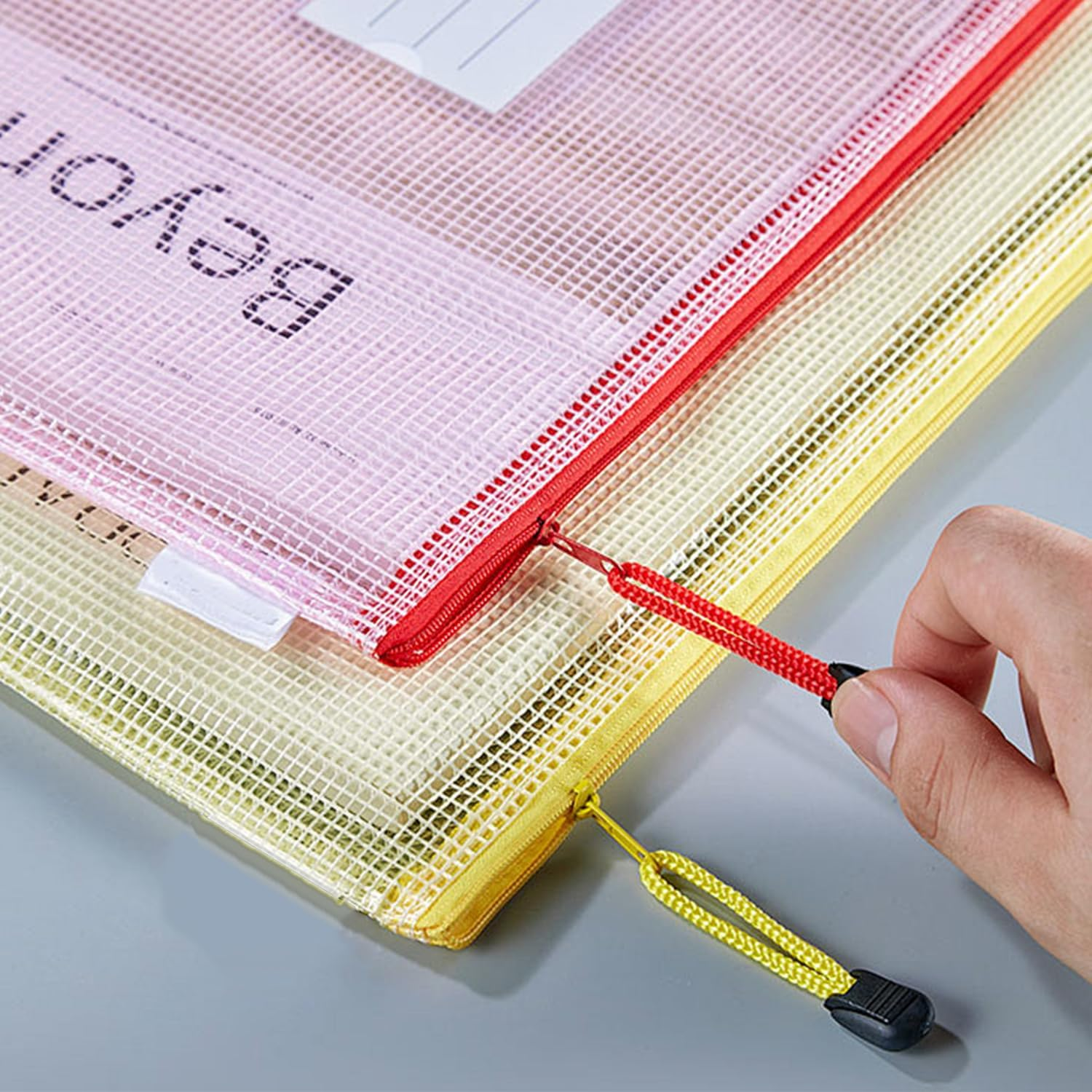 20 Pack A4 Mesh Zipper Pouch Document Bag, Document Organiser, Document Folder, Suitable for School Office Supplies, Cross Stitch File Folder Organization Storage image number 2