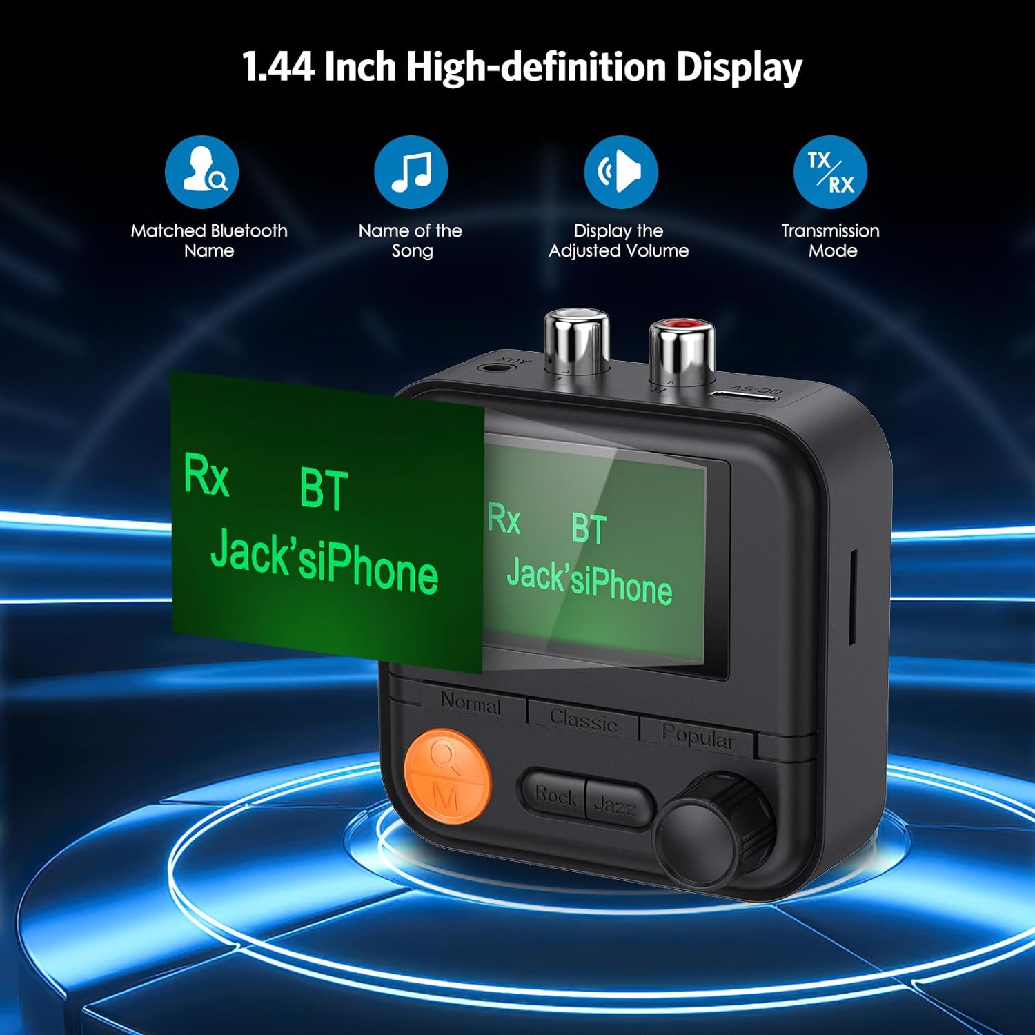 AMIR Bluetooth Transmitter Receiver, Bluetooth 5.2 Audio Adapter for Home Stereo, Wireless Audio Adapter with Display or Headphones, Home Theater, TV, Car image number 4