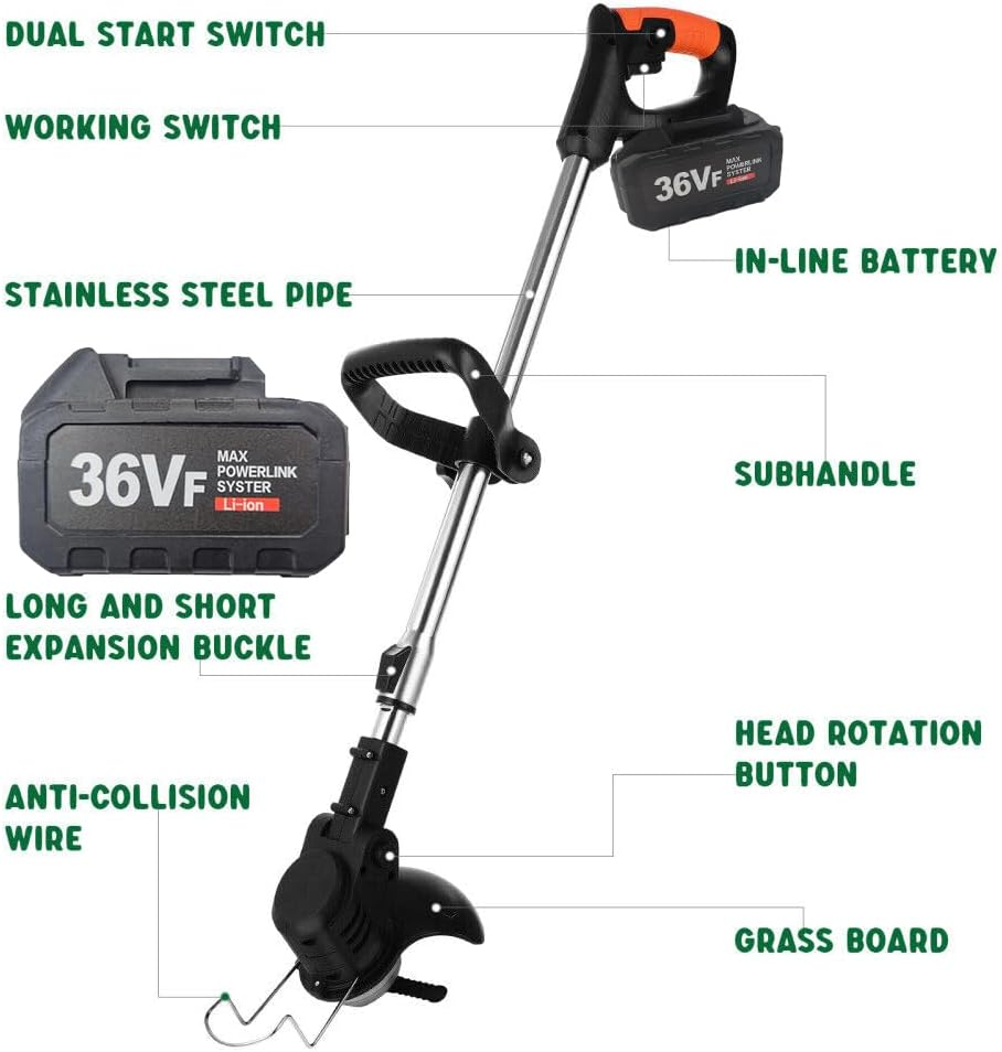 3200W Electric Brushcutter with 36V Lithium Battery, 4 Metal Blades, 10 Plastic Blades, AU Plug image number 4