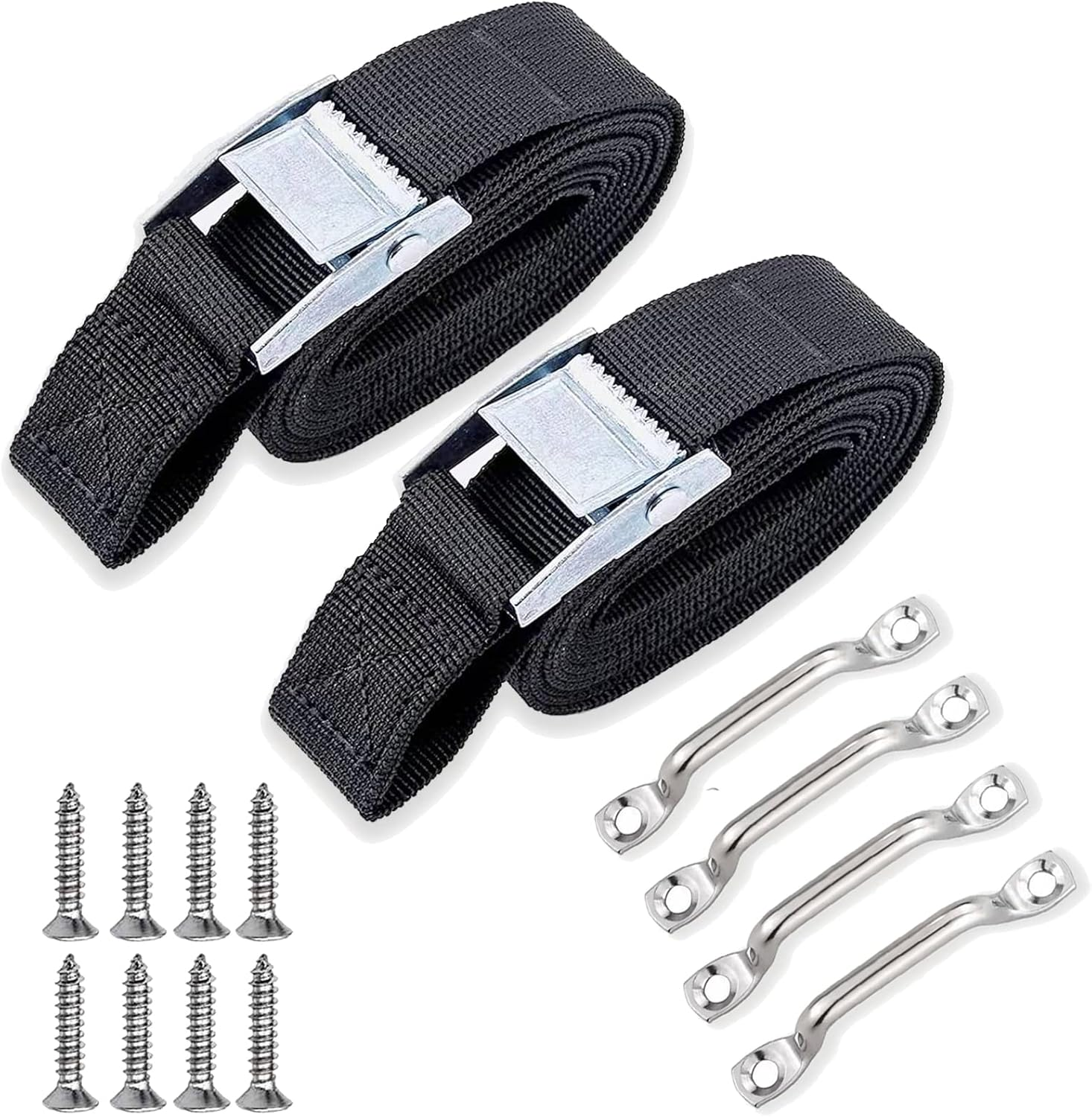 78'' Battery Tie down Strap for Boats,Battery Box Hold down Straps Kit with Stainless Steel Cam Buckle,Stainless Steel Deck Loop Mounts and SS Screws,Used for Cooler,Fuel Tank,Yeti,Rtic,Rv and More image number 4