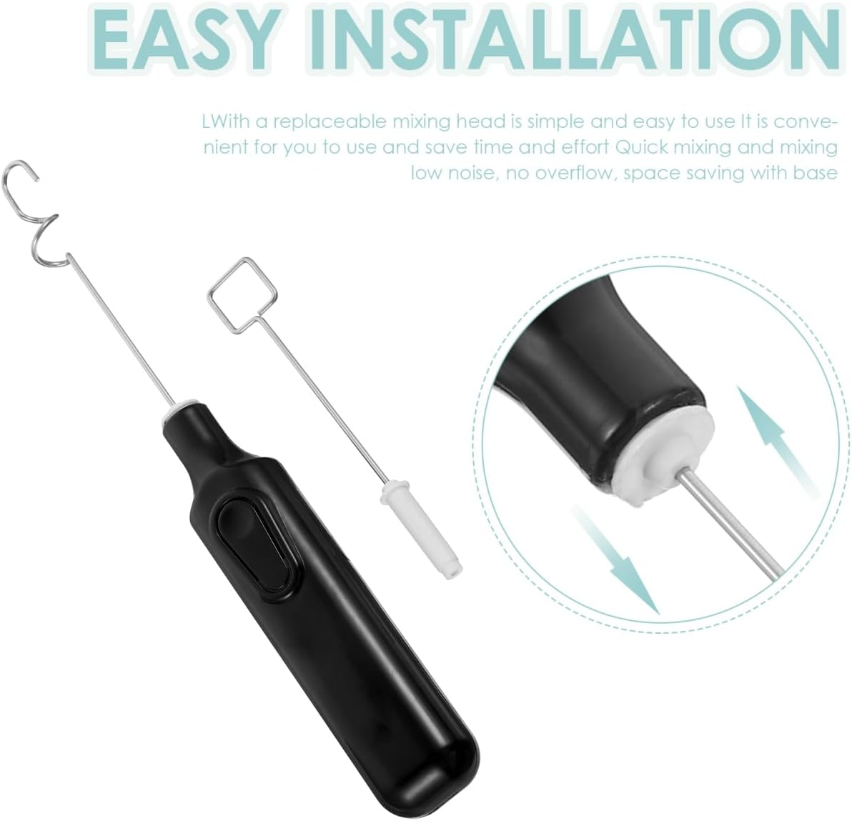 Electric Pigment Stirrer Mixer Resin Stirrer Handheld Battery Operated Epoxy Blender with Stainless Steel for Crafts Tumbler Art Gouache Painting Drawing(Black image number 4