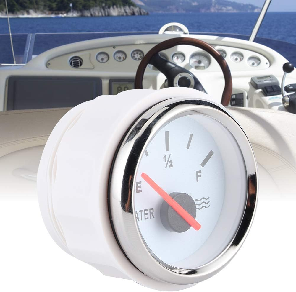 Water Tank Level Gauge, 2In Pointer Liquid Indicator, High Accuracy Universal for Marine Boat Truck RV (White)
