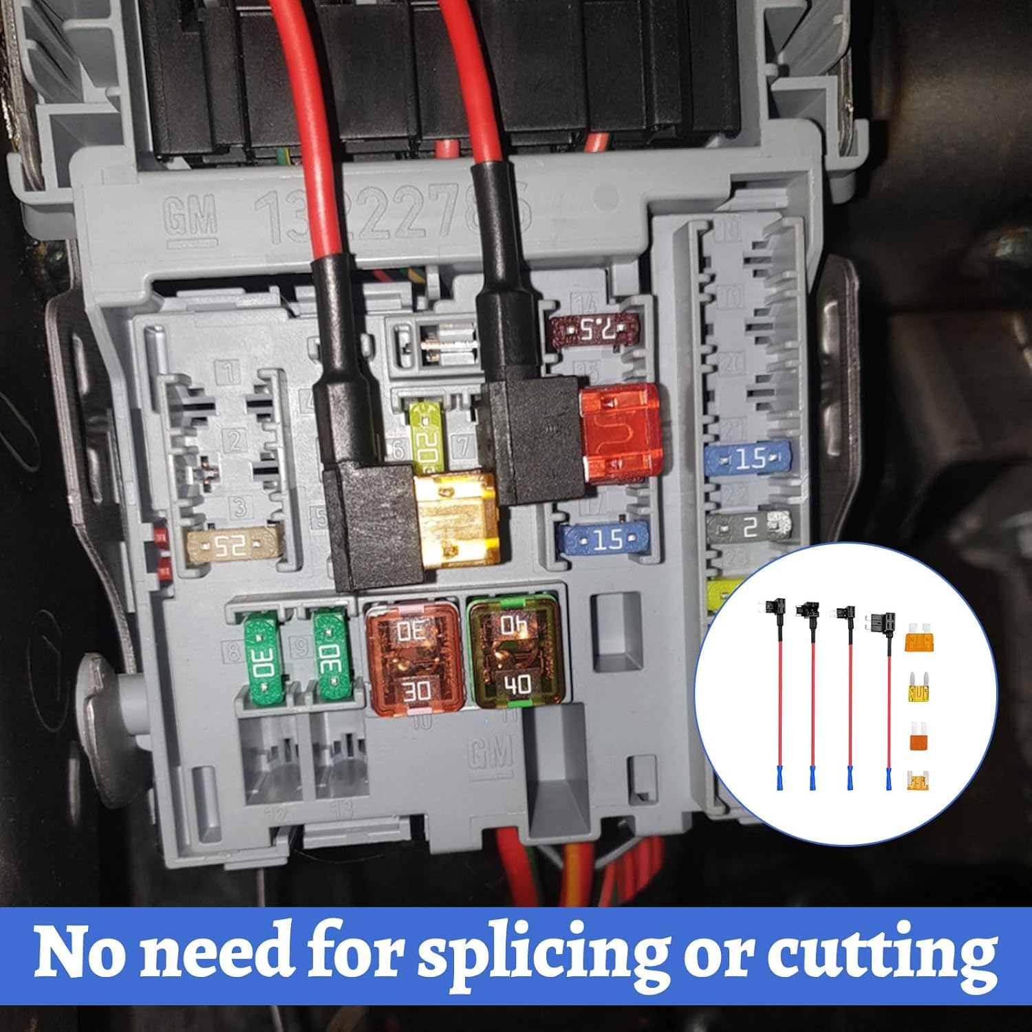 Ruinous 12V Car Add-A-Circuit Fuse Tap Kit, 4 Types (Standard, Mini, Micro2, Low Profile Mini) with 12 Blade Fuses, ABS and Copper, 12 Volts image number 4