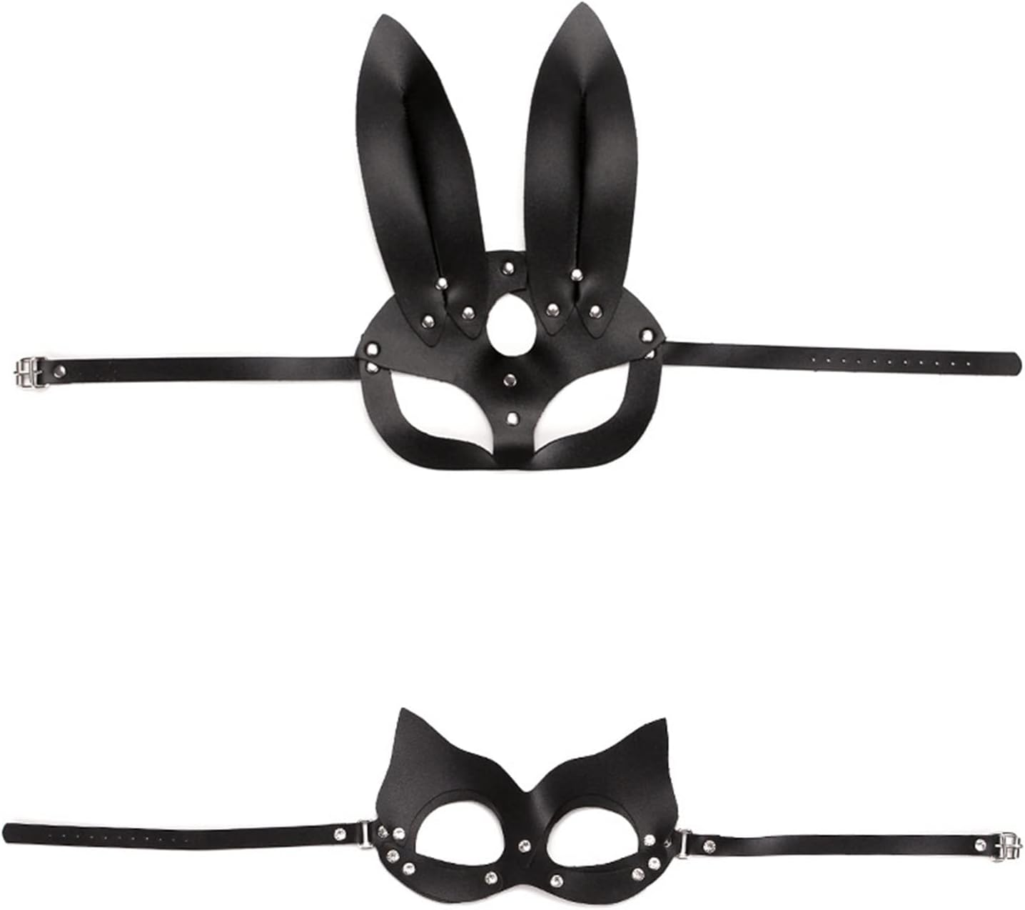 Women Leather Masks Bunny Ear Fox Cat Mask Leather Half Face Mask Masquerade Party Mask for Cosplay Halloween Costume Accessory