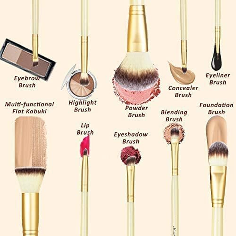 Matto Makeup Brushes Ivory Make up Brushes 10-Piece Makeup Brush Set with Brush Holder image number 5