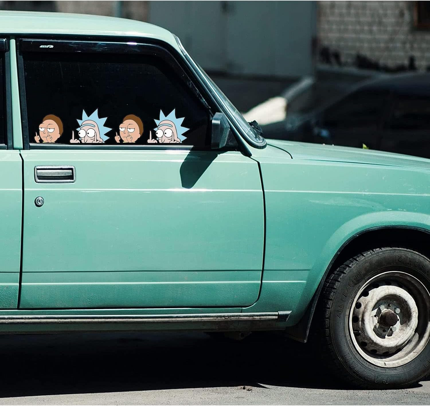 Pack of 4 Reflective Rick and Morty Stickers, Funny Car Stickers, Tuning Stickers, Car Stickers, Funny for Cars, Notebooks, Windows, Etc image number 1