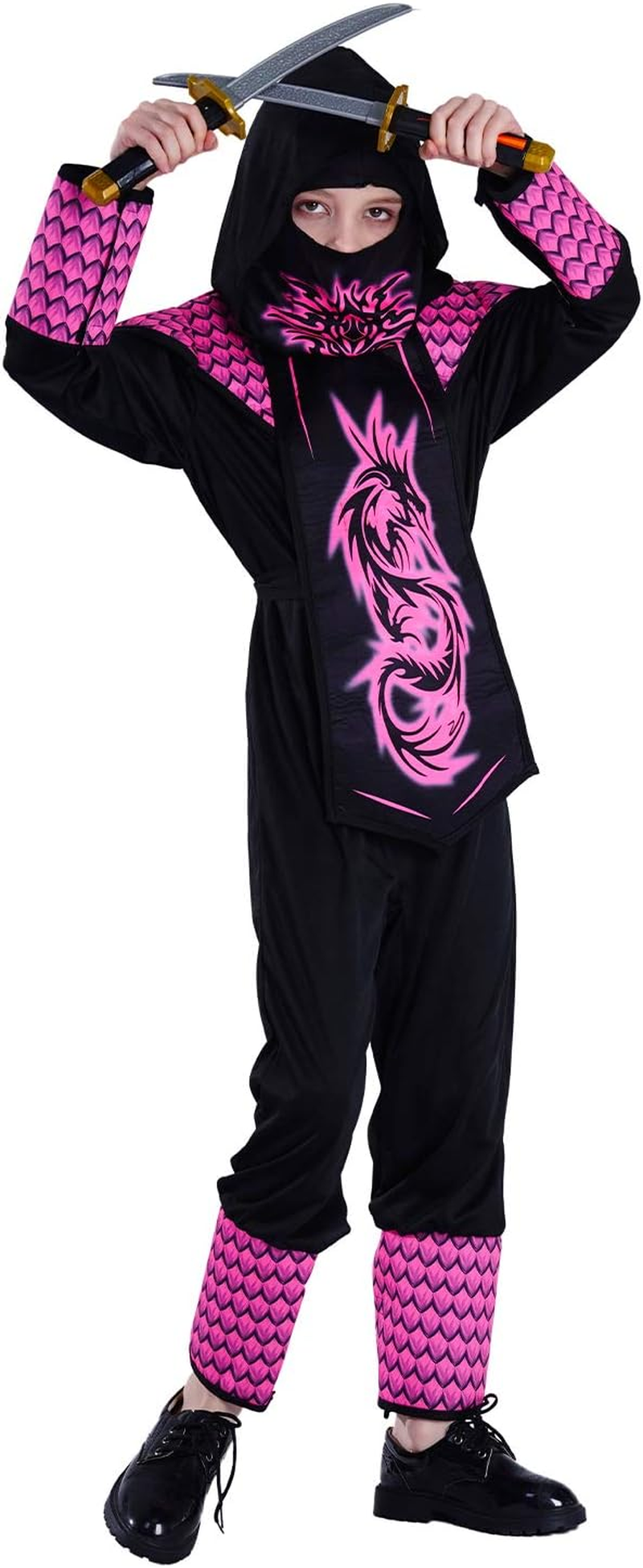 PGOND Girl'S Pink Ninja Jumpsuit Costume for Kids image number 2