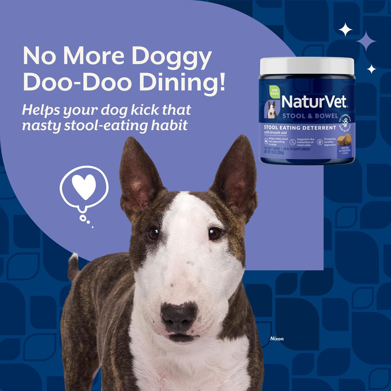 Naturvet &ndash; Coprophagia Stool Eating Deterrent &ndash; Deters Dogs from Consuming Stool &ndash; No Poop Eating for Dogs - Enhanced with Breath Aid Freshener, Enzymes & Probiotics &ndash; 130 Soft Chews image number 1