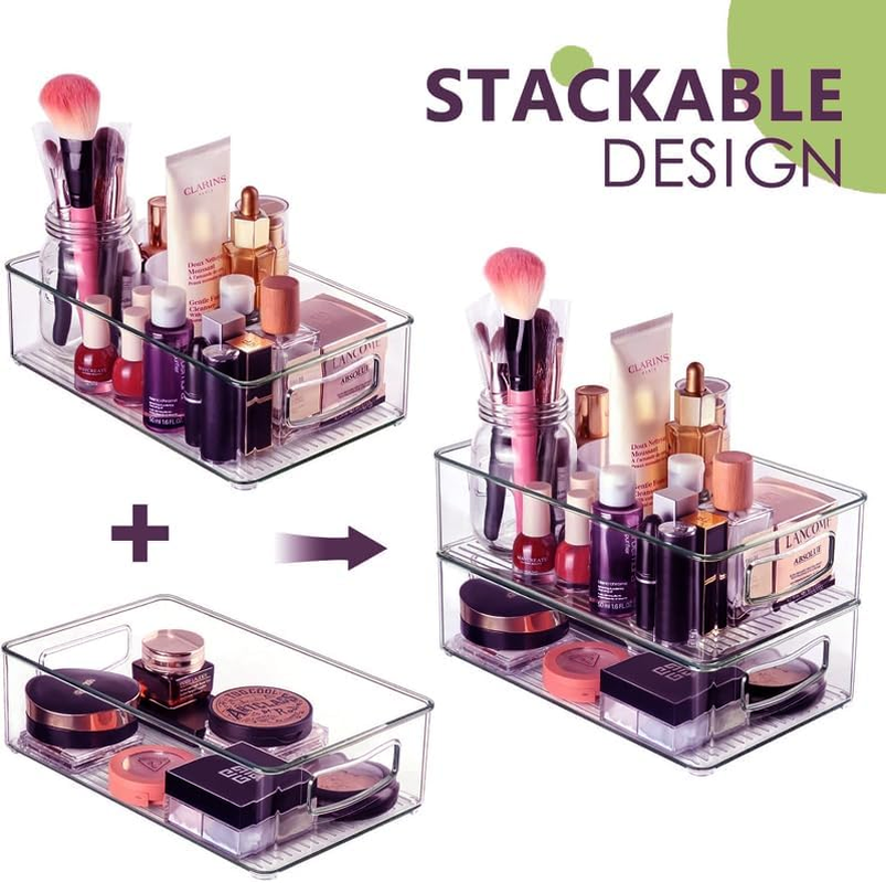 8 Pack Pantry Organization and Food Storage Bin,Stackable Clear Plastic Refrigerator Organizer Bins, Cabinet Organization and Storage for Fridge, Kitchen, Cabinet, Bathroom and Office，Send Stickers image number 3