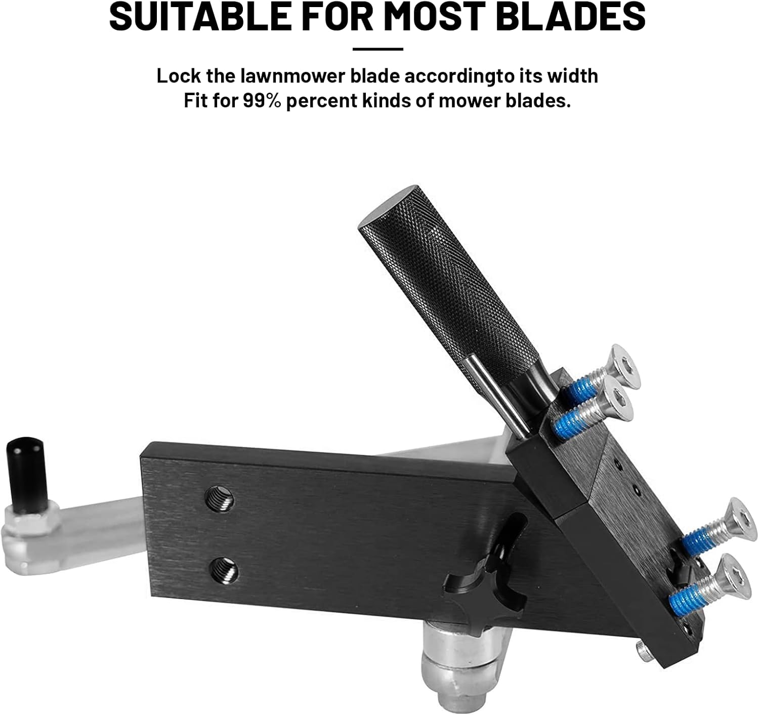 Lawn Mower Blade Sharpener Adjustable 15&deg;-45&deg; for Straight and Standard Lawnmower Blades Ergonomic Home & Commercial Sharpening Balancer Bracket (Black,5005) image number 4