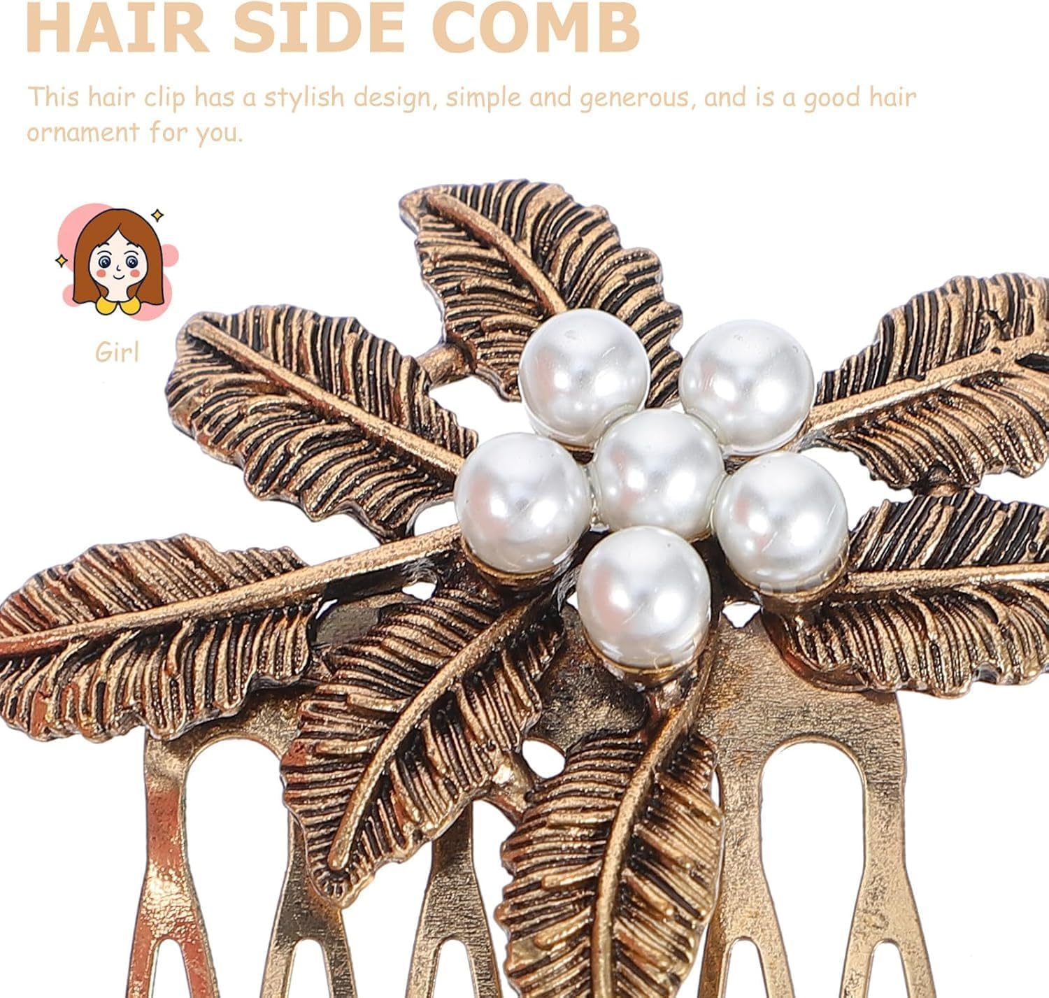 5Pcs Vintage Hair Side Combs Retro Diamonds Hair Comb Barrette French Hair Pin Decorative Hair Combs Women Fashion Flower Girls Accesories for Wedding Accessories (Gookin, One Size)