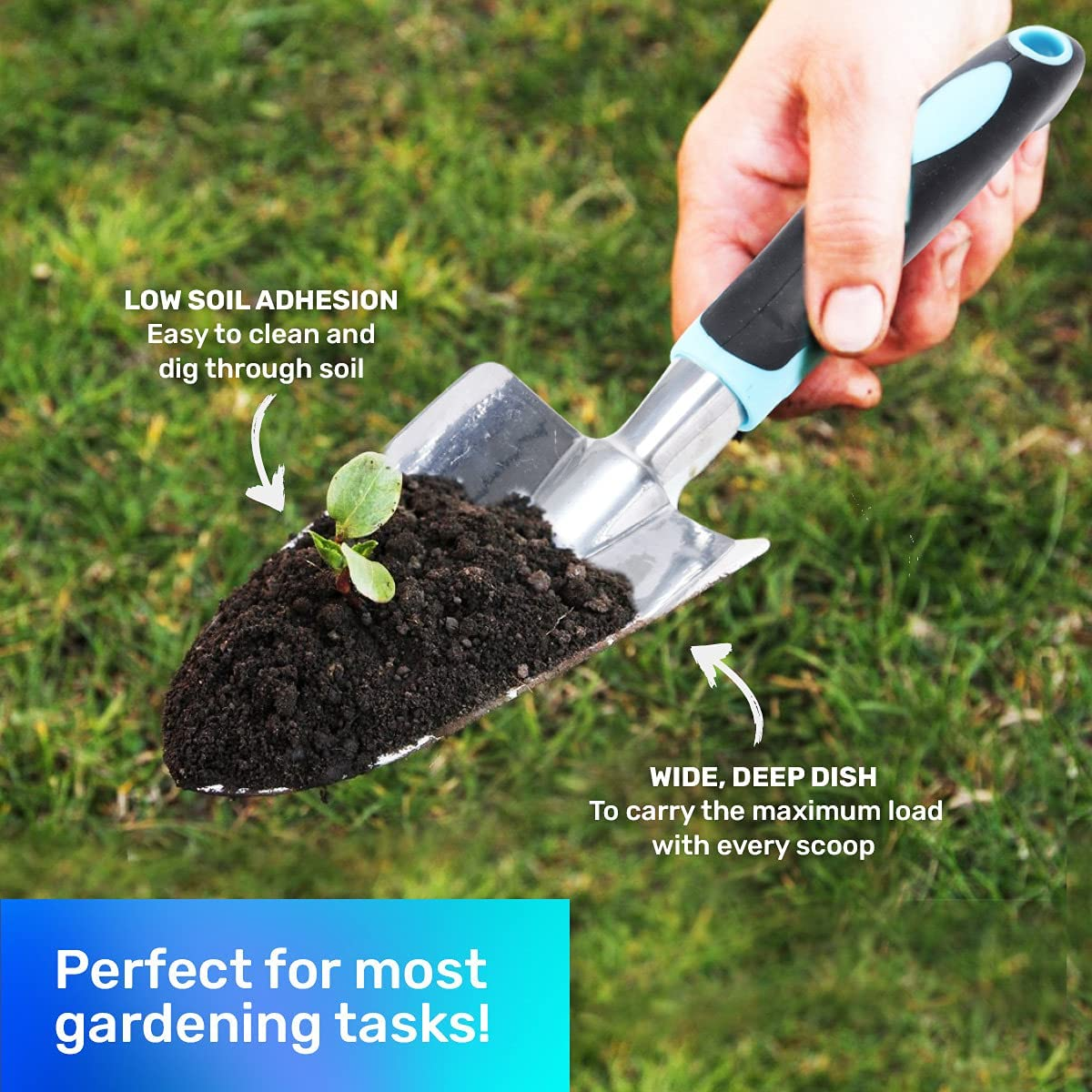 [2PCE] Garden Shovel Garden Hand Trowel, Garden Greens Heavy Duty Garden Trowel with Ergonomic Handle, Dig with Ease, Planting and Soil Cultivation, Small Area Gardening