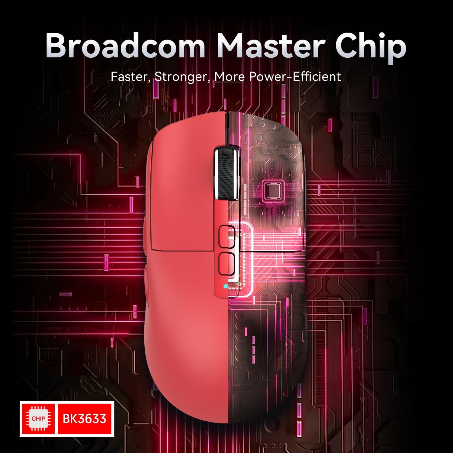 ATTACK SHARK X6 49G Superlight Mouse with Magnetic Charging Dock, Pixart PAW3395 Gaming Sensor, BT/2.4G Wireless/Wired Gaming Mouse, 26000 DPI, X3 Upgraded Office Mice for Win11/Xbox/Ps/Mac (Red) - White image number 7