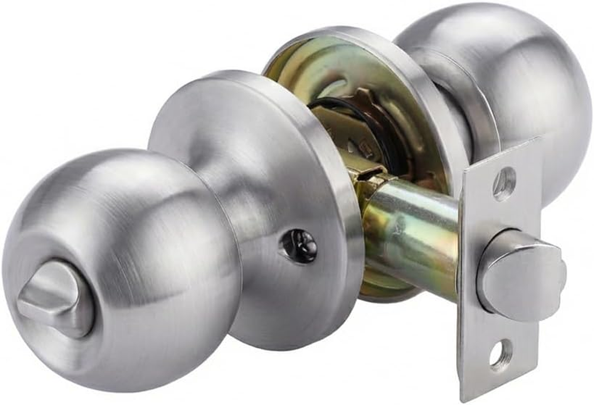 Keyed Entry Door Knob with Lock, Interior and Exterior Door Lock, Standard Ball, Satin Nickel(Hy904)