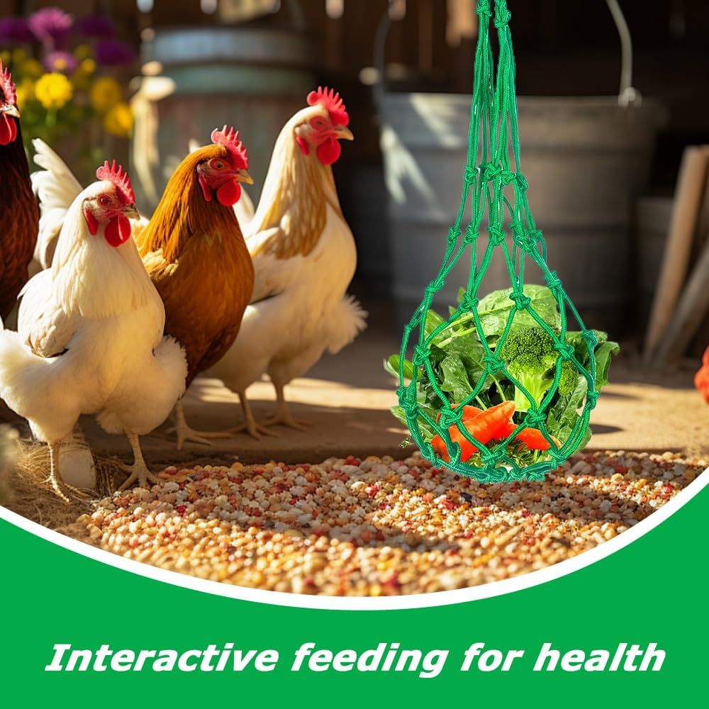 Hanging Chicken Feeder, Fruit Holder & Bird Spiral Feeder, Feed Toy for Chickens, Large Birds, Vegetable Fruits Basket, Green&Yellow image number 2