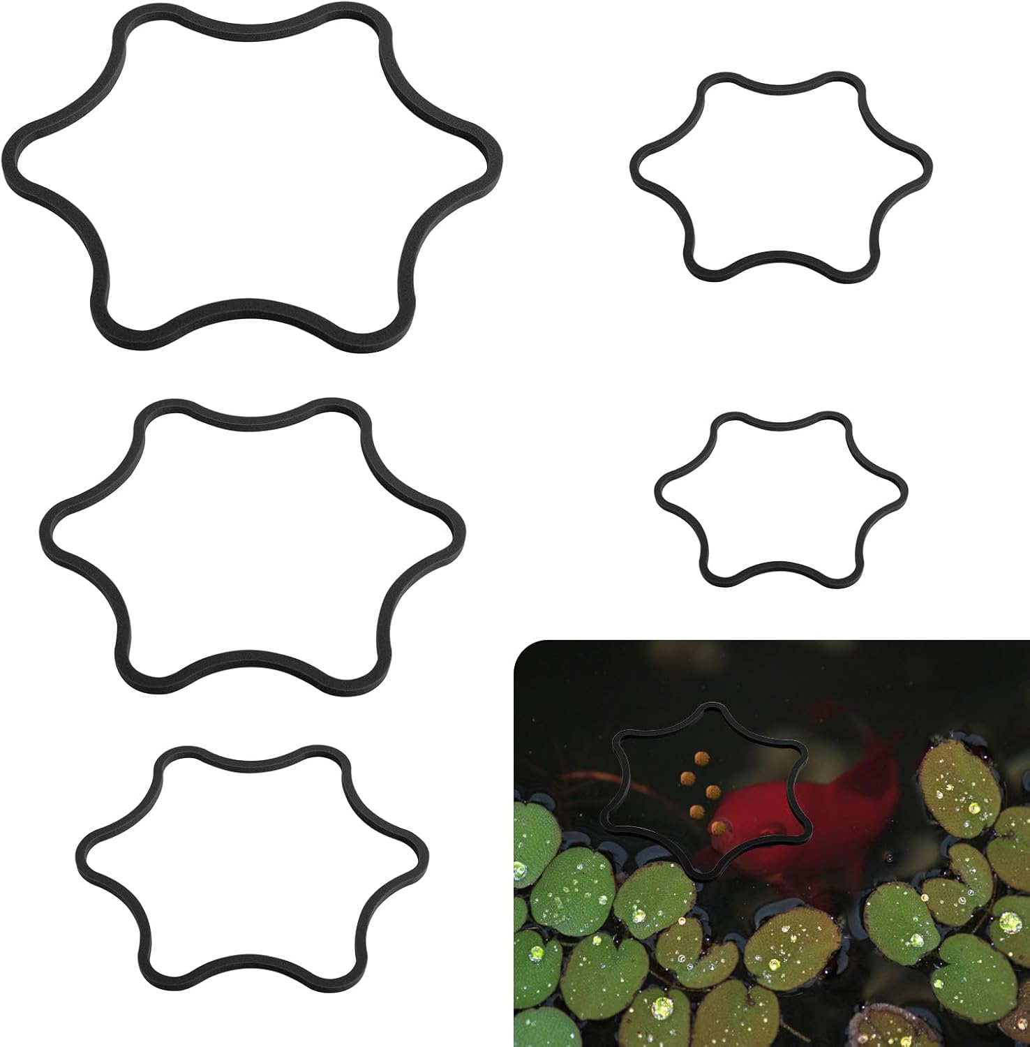 5Pcs Aquarium Floating Plant Rings, Foam Floating Plant Corral Flower Shaped Fish Feeding Rings Fish Tank Food Ring for Intercepting Floating Plants (Green)