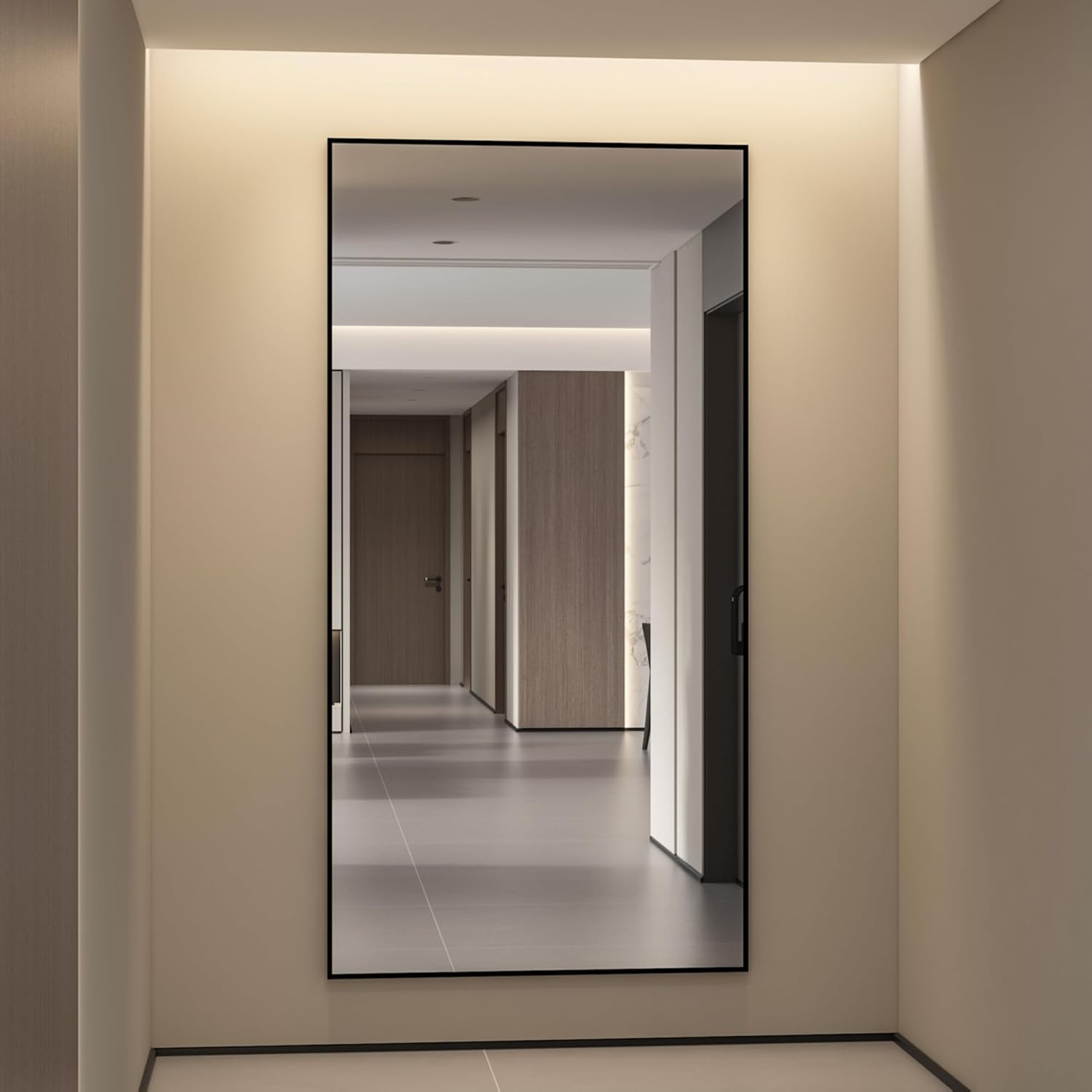 CASSILANDO Oversized Full Length Mirror, 180 * 80Cm Extra Large Floor Standing Mirror with Aluminum Alloy Frame for Bedroom