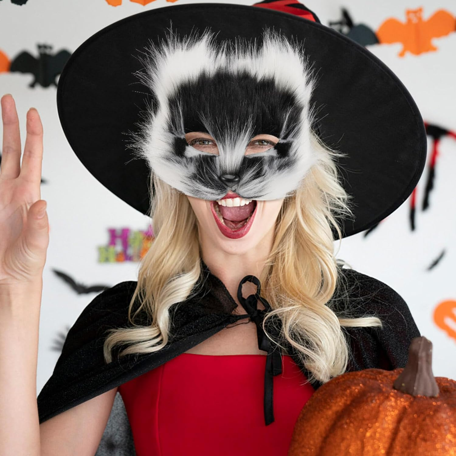 SAFIGLE 2025 Furry Fox Cat Mask Cat Mask Fox Mask Half Face Mask with Strap Realistic Stuff Animal Mask for Halloween Parties Festival Christmas image number 3