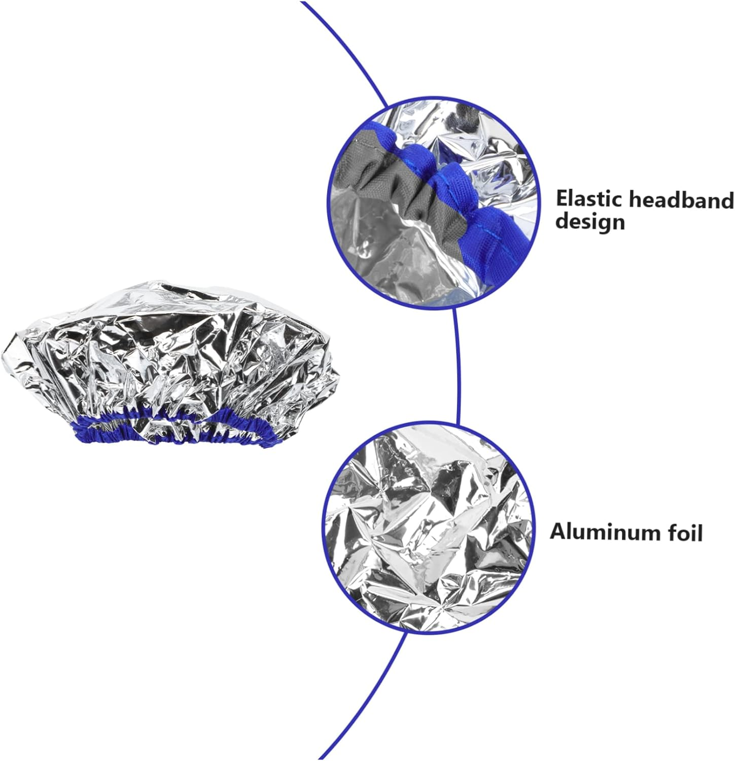 Hair Treatment Cap Silver Thermal Self-Heating Aluminum Foil Scalp Protection for Home Hair Care and Deep Conditioning