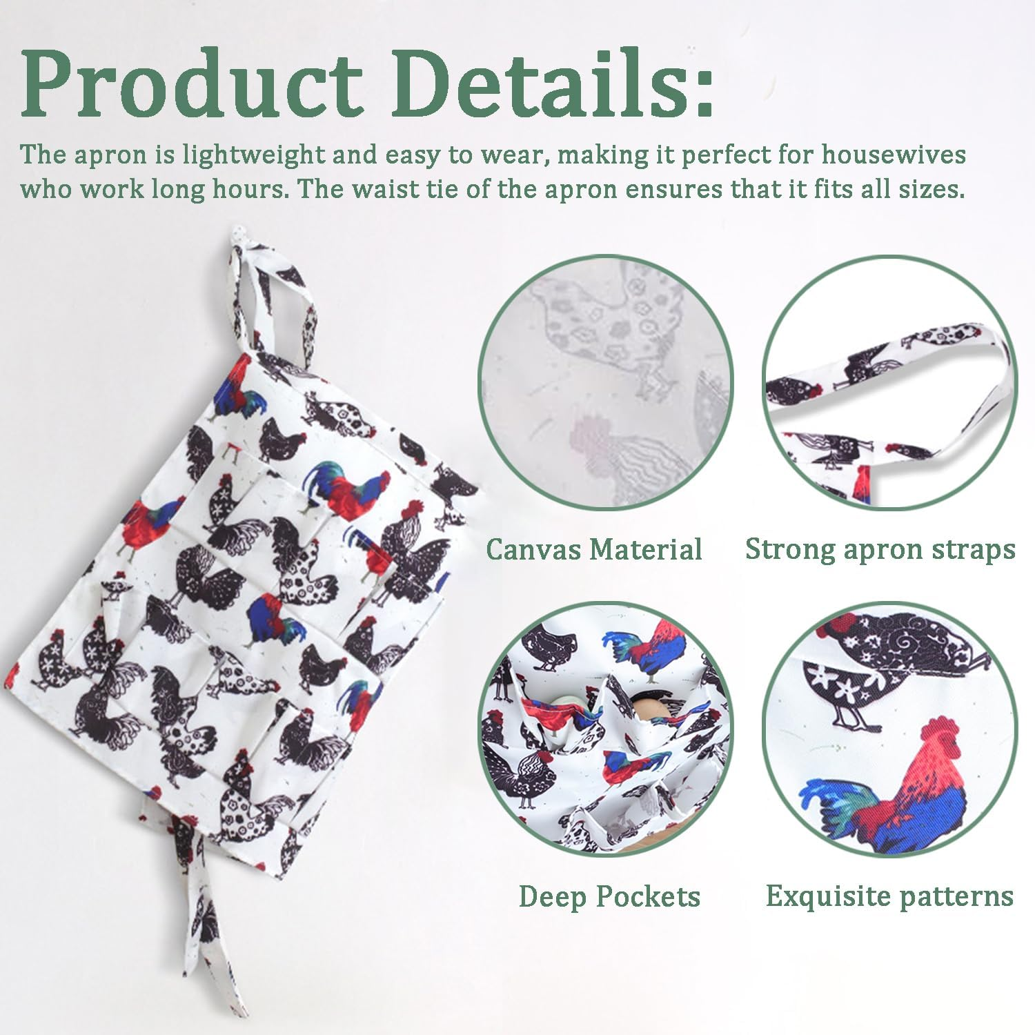 Egg Apron for Collecting Eggs Durable Canvas Chicken, Duck & Goose Egg Collection Apron for Home Use Ideal for Farmhouse Kitchens, Restaurant Settings, and Family Activities