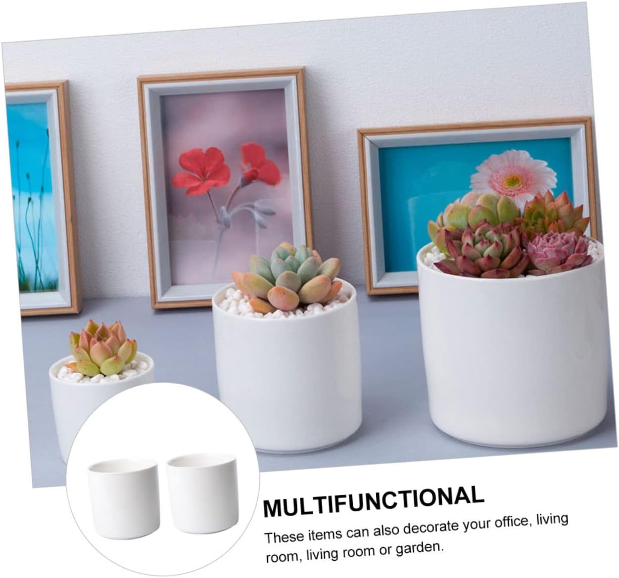 2Pcs Ceramic Flower Pot round Succulent Plant Container for Home Office Decor Elegant Desktop Planter for Small Spaces for Succulents Indoor Plants