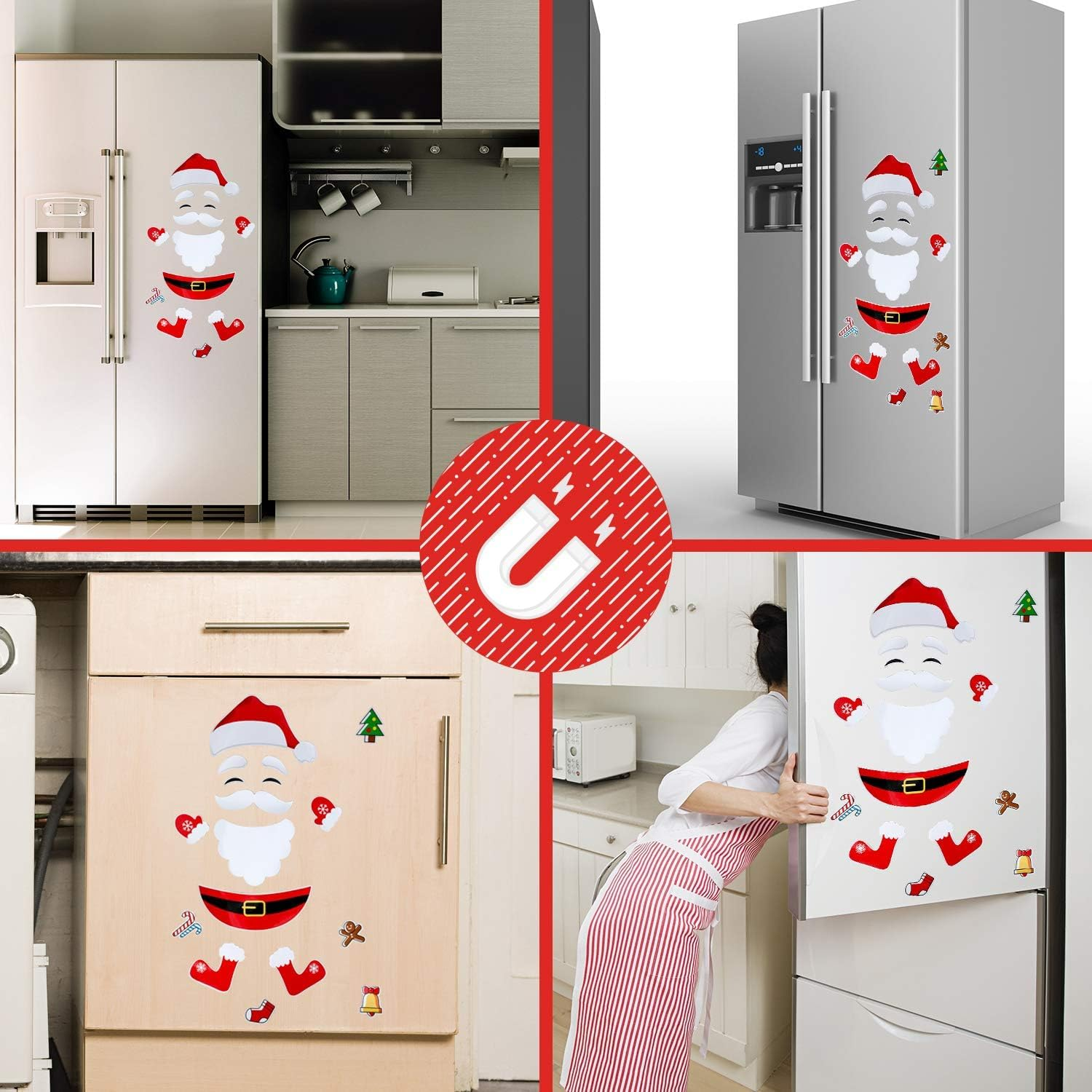 ZANZER Christmas Decorations Santa Claus Fridge Magnet Refrigerator-Stickers Refrigerator Magnets Decorations image number 1