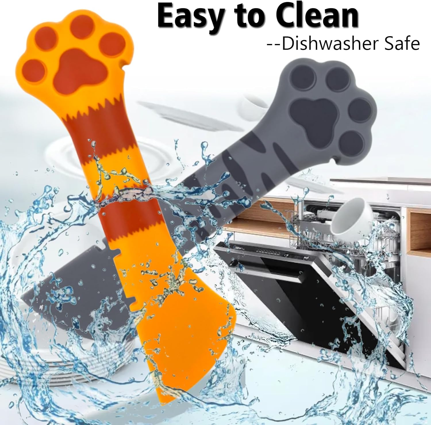 2 Pack Dog Cat Food Spoon, Cute Paw Cat Food Spoon for Wet Food, Silicone Pet Food Can Opener Spatula Scoop Mixing Spoons for Dog Cat Canned Food image number 4