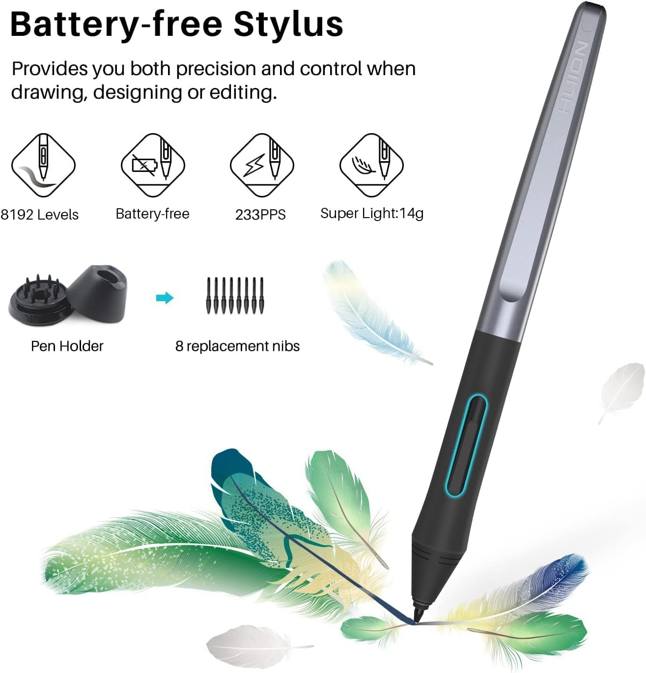 HUION Inspiroy H1060P Graphics Drawing Tablet 10 X 6.25 Inch with 8192 Pressure Sensitivity Battery-Free Stylus and 12 Customized Hot Keys, Digital Art Tablet for Mac, Windows PC and Android image number 2