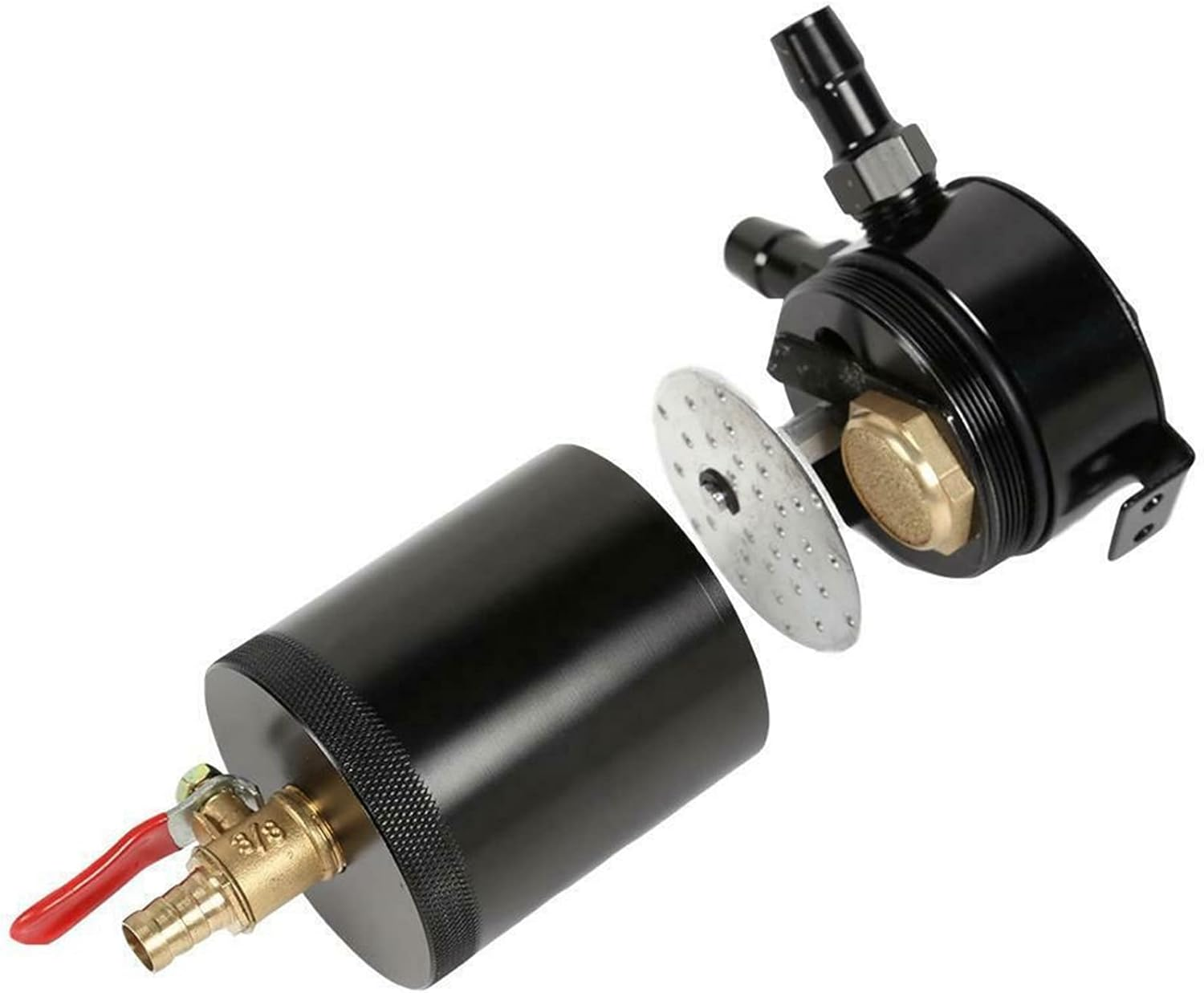 Universal Oil Catch Can Compact Baffled 2-Port Aluminum Reservoir Oil Catch Tank with Drain Valve Tank Parts image number 1