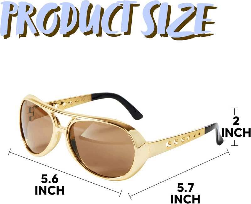 Spooktacular Creations Gold Sunglasses Disco Glasses, 50&rsquo;S 60&rsquo;S 70'S Glasses for Halloween Party Costume Rockstar Accessories, Gold Celebrity Sunglasses for Women and Men image number 3