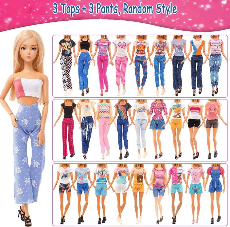Barwa Lot 15 Items = 5 Sets Fashion Casual Wear Clothes/Outfit with 10 Pair Shoes 23 Accessories for 11.5 Inch 28 - 30 Cm Doll Xmas Gift image number 2