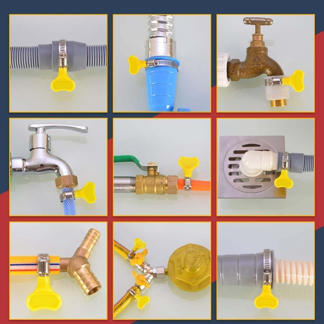 40 Pcs 8-29Mm/0.31-1.14 In, Stainless Steel Clamps with Plastic Handle, Keyed Stainless Steel Worm Gear Hose Clamps with Plastic Handle for Pipe, Tube, Automotive and Machinery Applications image number 6