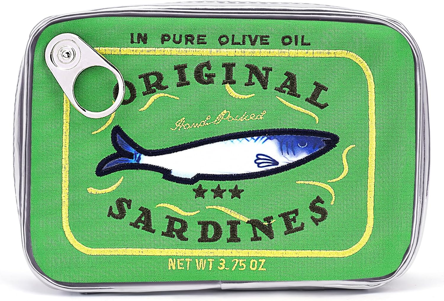 Cessfle Canned Sardines Makeup Bag, Creative Cute Makeup Bag Canned Fish Cosmetic Bag Coquette Cosmetic Pouch Aesthetic Toiletry Bag for Women Girls, Green