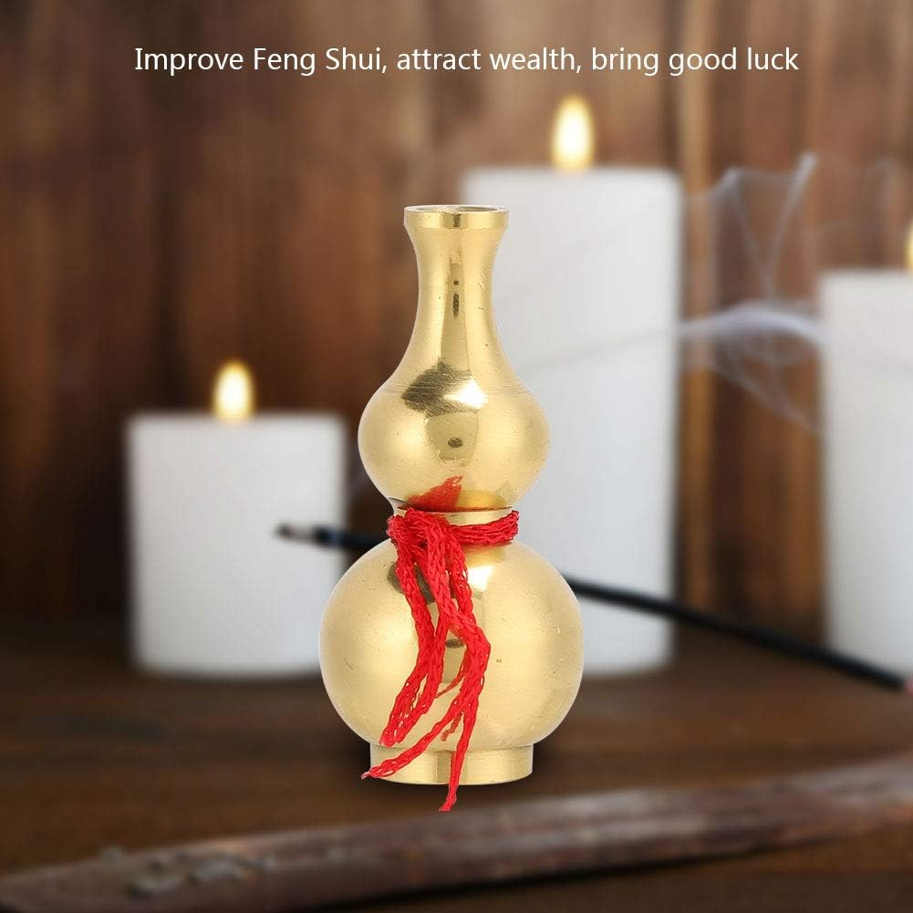 Chinese Good Luck Wu Lou, 1.9 Inches Brass Gourd for Feng Shui, Wu Lou/Hu Lu Gourd/Lou Shui Feng Shui Decor Statue Collectible Figure Charm Amulet, Bring Good Luck, Safty, Wealth image number 5