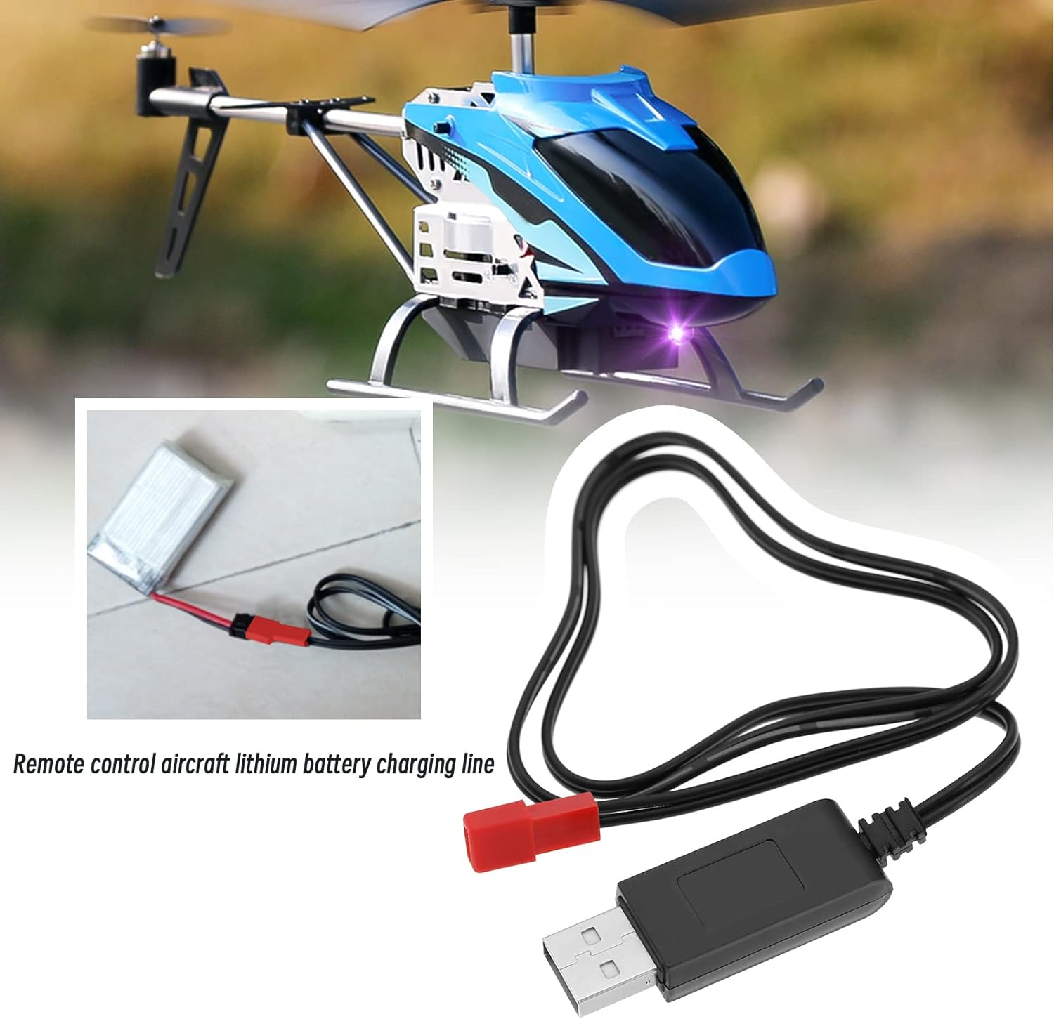 2PCS 3.7V Li-Po Battery USB Charger Cable JST Female Plug for RC Drone Quadcopter Battery Compatible with Syma S39 S32 S032 S032G S029G S027G image number 4