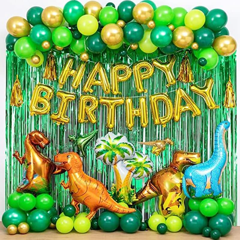 Dinosaur Party Decorations 101Pcs Dinosaur Birthday Party Supplies with Dinosaurs Balloons, Happy Birthday Balloons, Curtains, Dinosaur Theme Party for Birthday Celebration