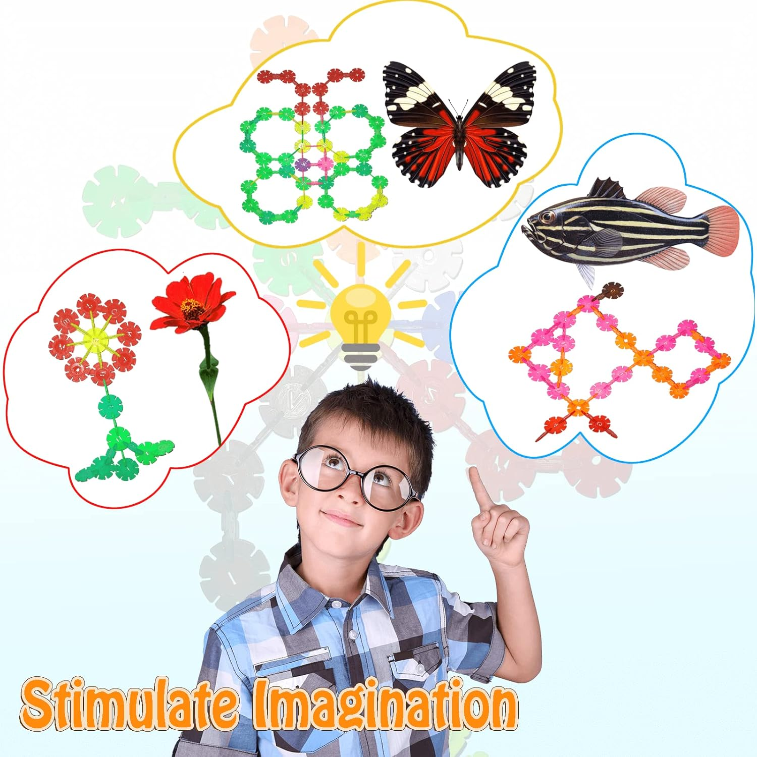 Building Blocks 400 Piece Interlocking Plastic Disc Set - Creative and Educational Toys Building Flakes Montessori Toys - a Great Stem Toy for Both Boys and Girls(Over 3 Year Old)