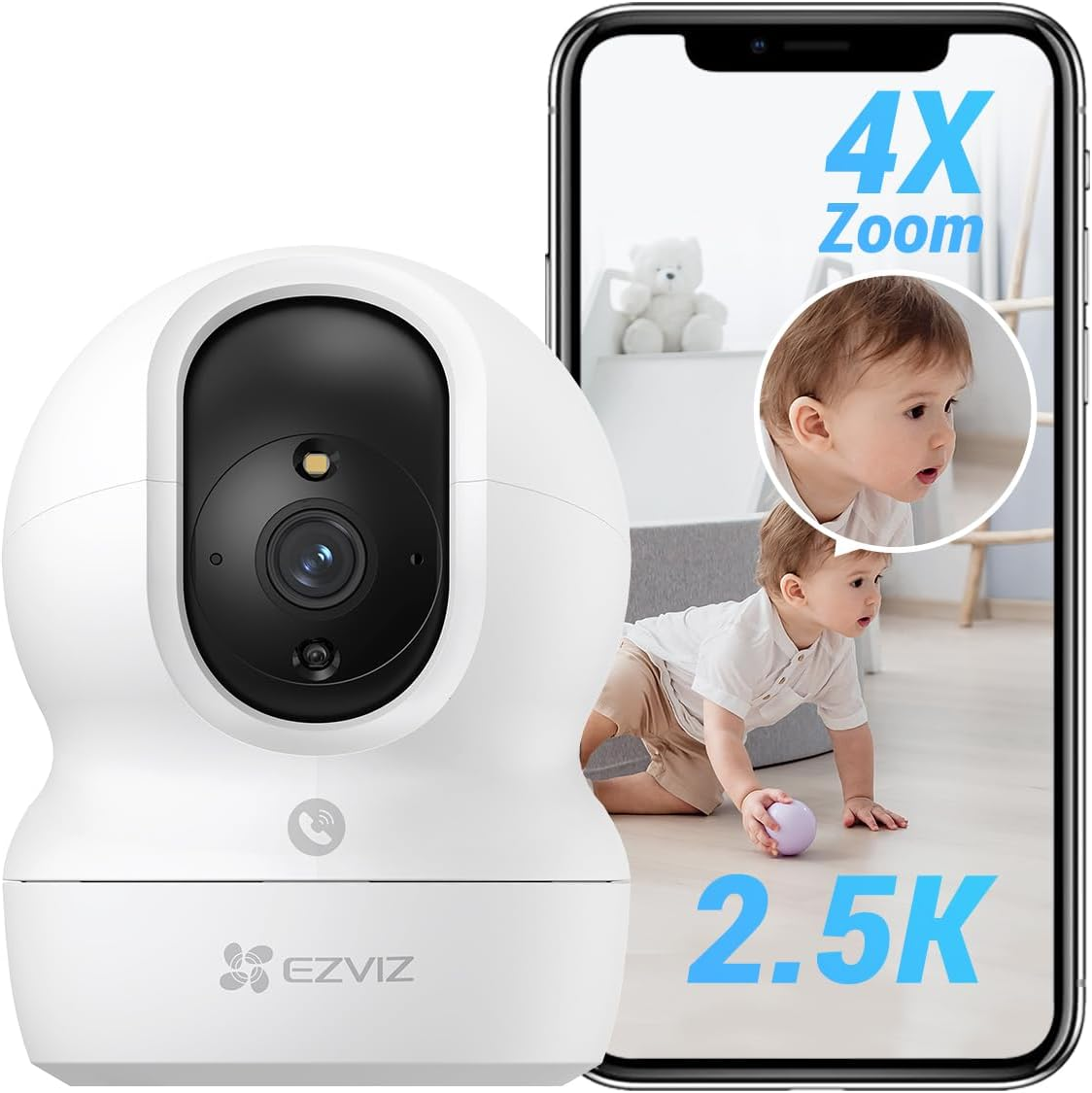 EZVIZ 2K+ Security Camera Indoor, Baby Monitor with Cry Detection, 360&deg; PTZ, Pet Camera, Color Night Vision, Auto Tracking, 2-Way Talk, 2.4G/5Ghz Wifi Camera, Compatible with Alexa (CP1 Pro 4MP) image number 2