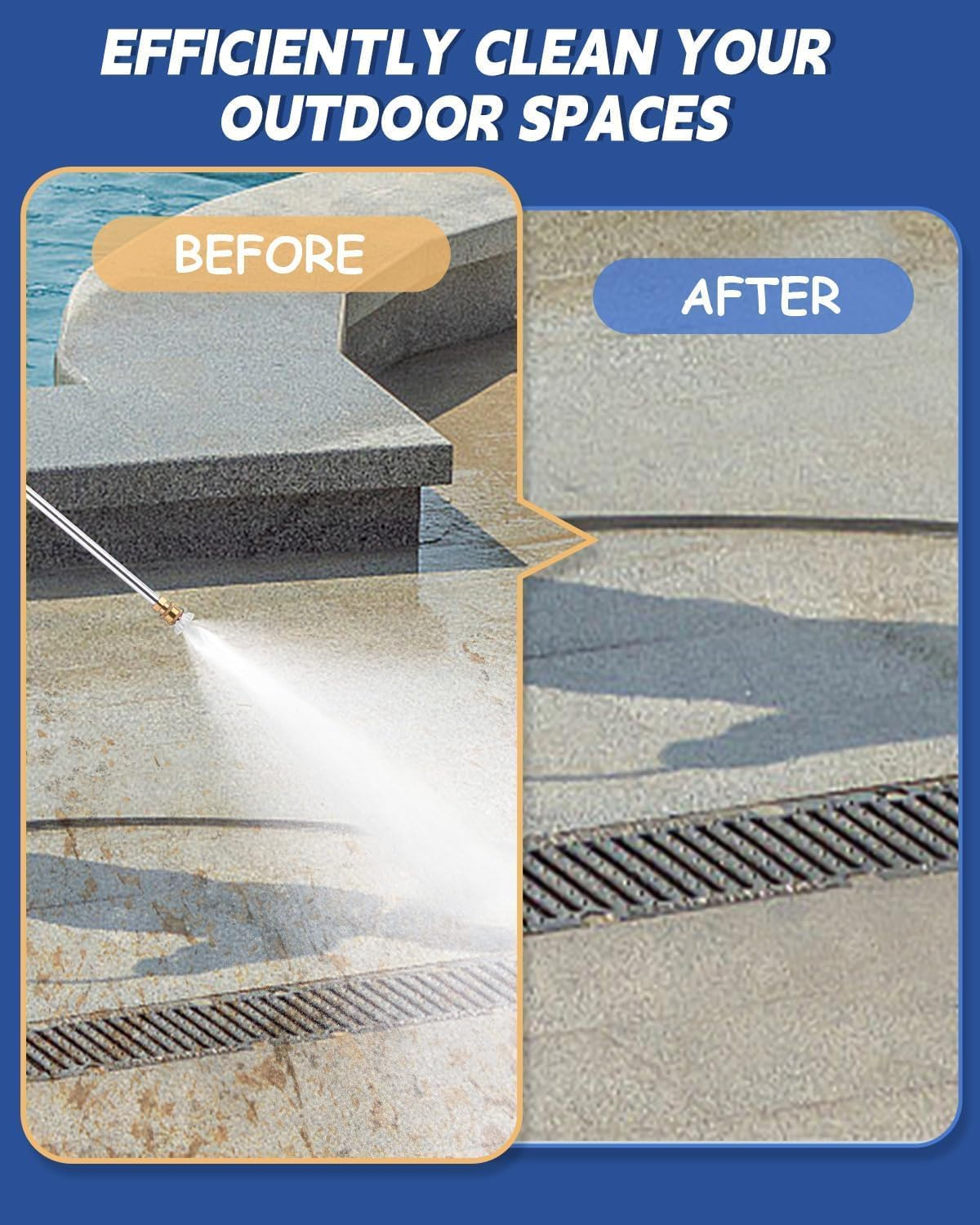 Garden Hose Power Washer, 2025 Upgraded Jet Nozzle, 2 High-Pressure Nozzles, Quick Connectors (Black) image number 4