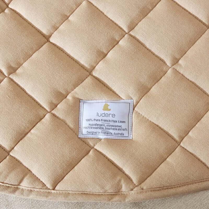 Ludere Baby Play Mat round | Premium 100% French Linen Playmat for Babies & Toddlers | Tummy Time Mat | Ultra-Soft, Non-Toxic, Hypoallergenic & Quilted Comfort | 120 Cm (Natural) - Natural image number 1