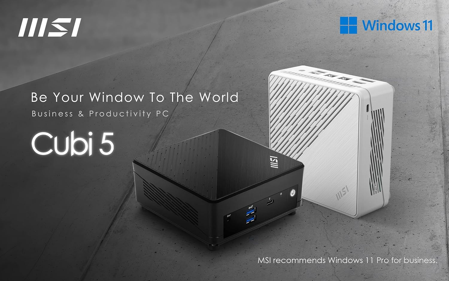 MSI Cubi 5 12M-026AU Business NUC Mini PC, Intel Core I7-1255U, 32GB RAM, 1TB M.2 SSD, Win11Pro, HDMI&DP, Wifi6E BT 5.2, 2Xlan, Thunderbolt4, Switch Cable, VESA, Black, 3 Year Warranty