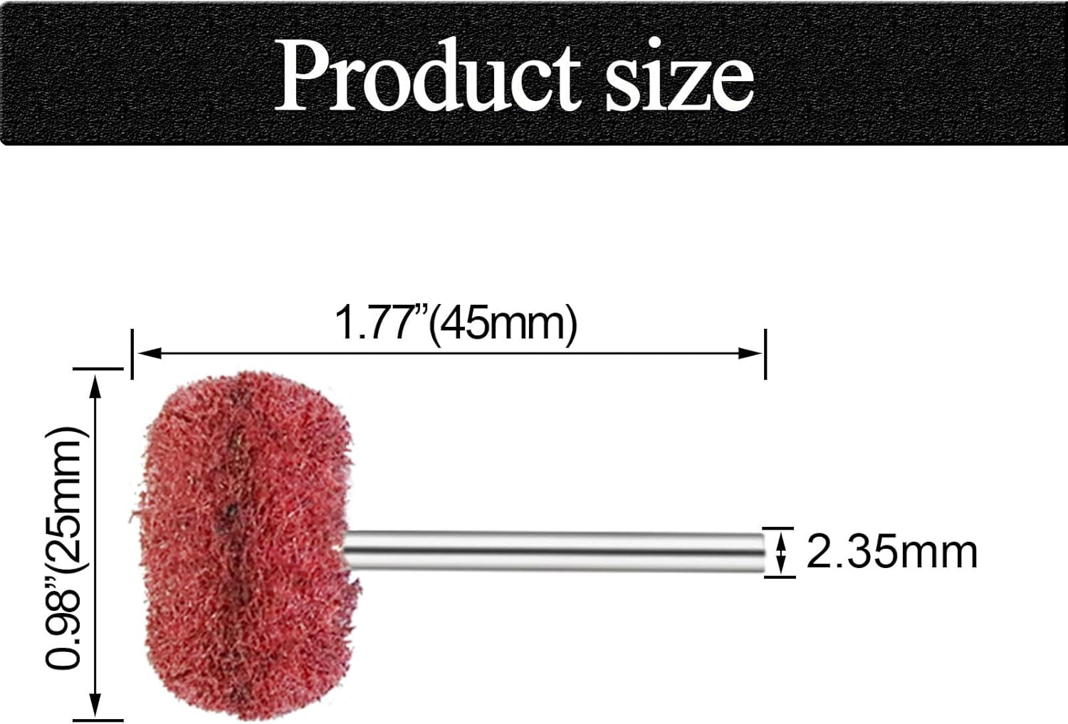 100Pcs 1" Abrasive Wheel Buffing Polishing Wheel Set for Rotary Tool, with 2.35Mm Shaft for Rust Removal Deburring Metal Polishing Red 320# image number 4