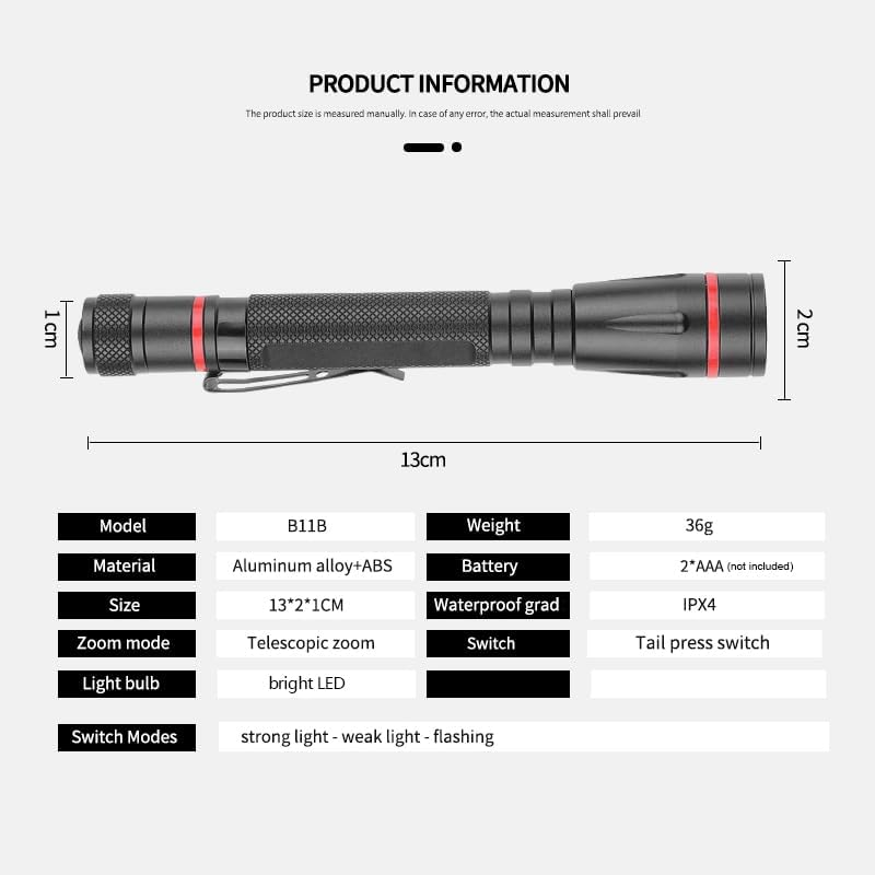 LED Pocket Pen Light Flashlight Small Mini Flashlights Handheld Pen Lights Penlight with Clip for Camping, Home, Outdoor, Inspection, Emergency Use (12 Pieces 5.1 Inches) image number 1