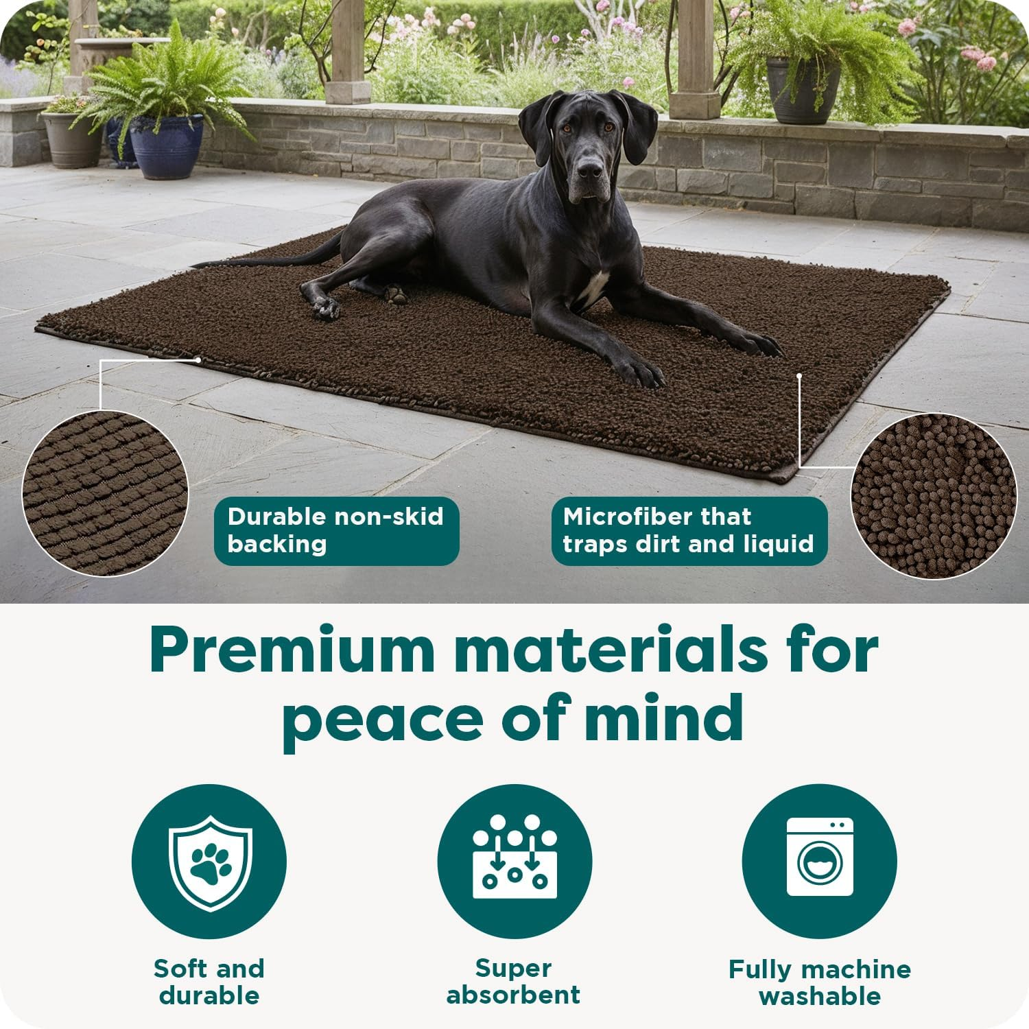 Furhaven Pet Dog Mat | Muddy Paws Towel & Shammy Rug, Mud (Brown), Runner image number 7
